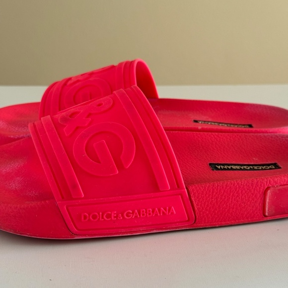 Dolce Gabbana DG Slides Saint Barth Fushia Jelly Rubber sandals beach pool sz 5. - Picture 2 of 7